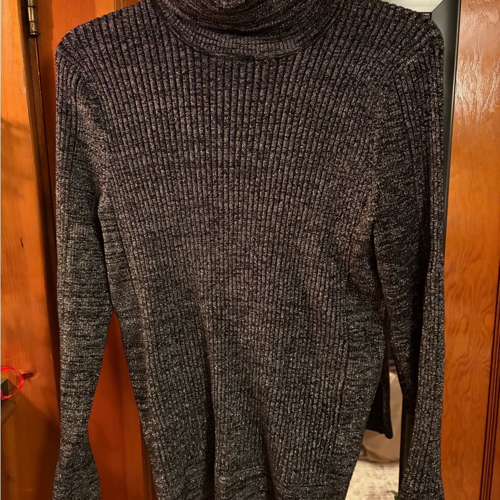 Covington Women's Ribbed Turtleneck Sweater - black and silver